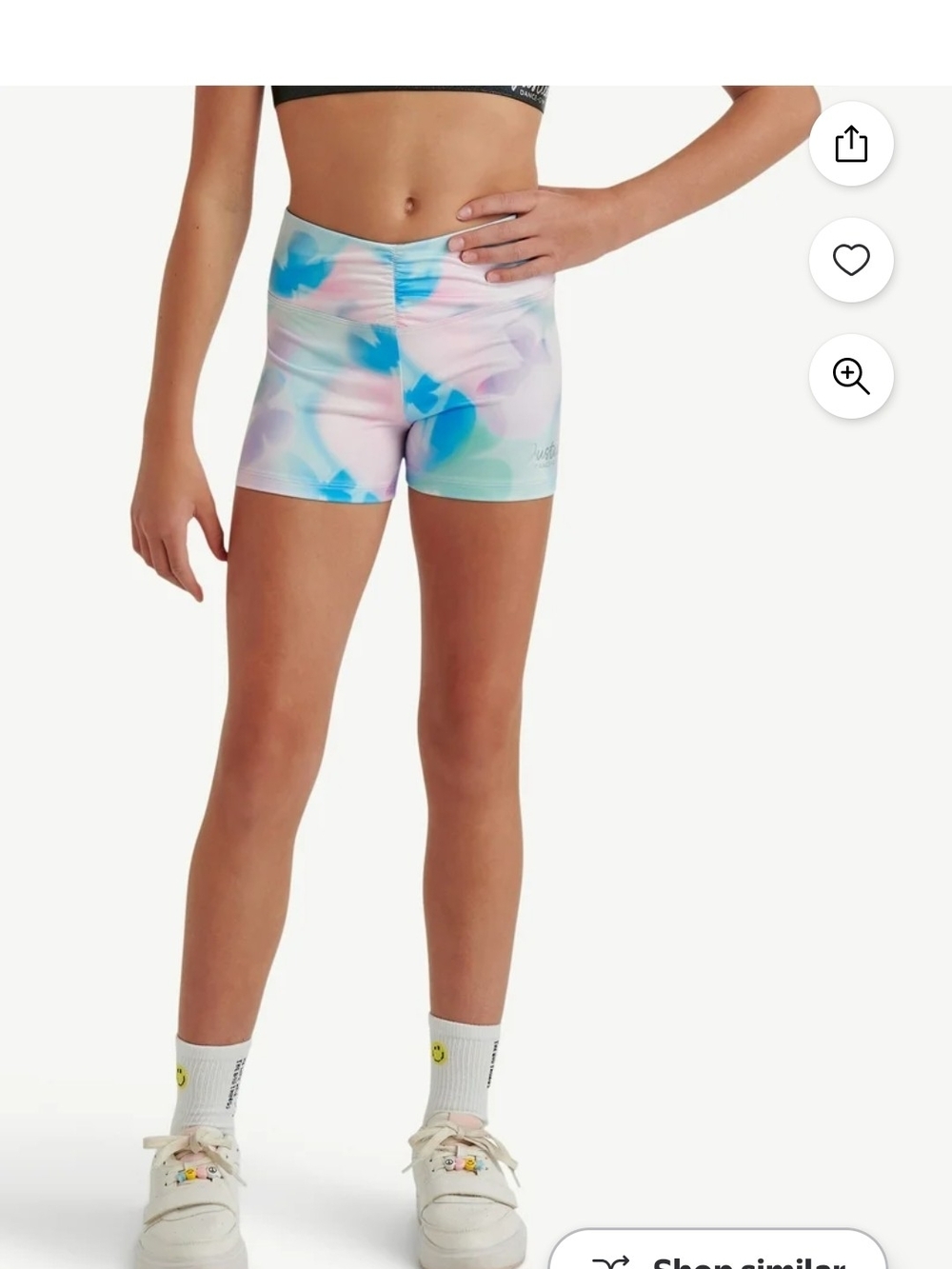 🌻 Justice Girls Cinch Waistband Shortie Tie Dye Pastel Butterfly Size L 12/14